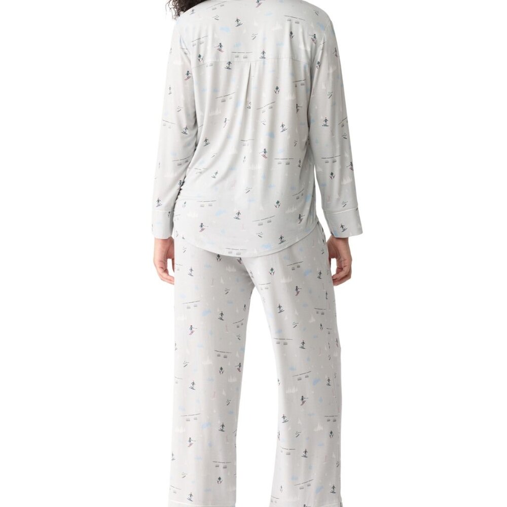 #960 Gap GapBody Women's Jersey Long-Sleeve Pajama Coat Set - Grey Alpine - Picture 2 of 5